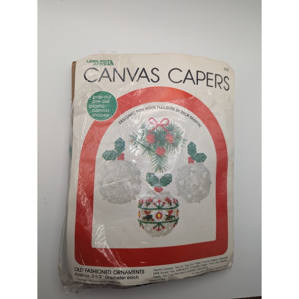 Leisure Arts Canvas Capers Old Fashioned Ornaments Kit Dick Martin Design 1983
